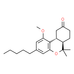 ChemSpider 2D Image | (6aR,10aR)-1-Methoxy-6,6-dimethyl-3-pentyl-6,6a,7,8,10,10a-hexahydro-9H-benzo[c]chromen-9-one | C21H30O3
