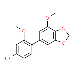 ChemSpider 2D Image | 3-Methoxy-4-(7-methoxy-1,3-benzodioxol-5-yl)phenol | C15H14O5