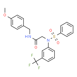 ChemSpider 2D Image | N-(4-Methoxybenzyl)-N~2~-(phenylsulfonyl)-N~2~-[3-(trifluoromethyl)phenyl]glycinamide | C23H21F3N2O4S