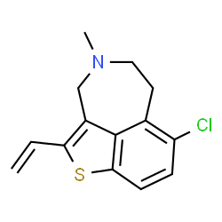 ChemSpider 2D Image | 7-Chloro-4-methyl-2-vinyl-3,4,5,6-tetrahydrothieno[4,3,2-ef][3]benzazepine | C14H14ClNS