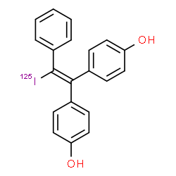 ChemSpider 2D Image | 1,1-Bis(4-Hydroxyphenyl)-2-Phenyl-2-Iodoethene, I-125 | C20H15125IO2