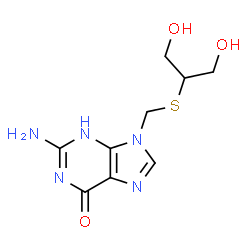 ChemSpider 2D Image | 2-Amino-9-{[(1,3-dihydroxy-2-propanyl)sulfanyl]methyl}-3,9-dihydro-6H-purin-6-one | C9H13N5O3S