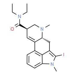ChemSpider 2D Image | (8beta)-N,N-Diethyl-2-iodo-1,6-dimethyl-9,10-didehydroergoline-8-carboxamide | C21H26IN3O