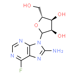 ChemSpider 2D Image | 6-Fluoro-9-(D-ribofuranosyl)-9H-purin-8-amine | C10H12FN5O4