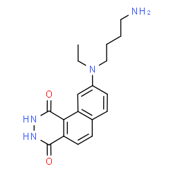 ChemSpider 2D Image | 9-[(4-Aminobutyl)(ethyl)amino]-2,3-dihydrobenzo[f]phthalazine-1,4-dione | C18H22N4O2