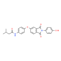 ChemSpider 2D Image | N-(4-{[2-(4-Hydroxyphenyl)-1,3-dioxo-2,3-dihydro-1H-isoindol-5-yl]oxy}phenyl)-3-methylbutanamide | C25H22N2O5