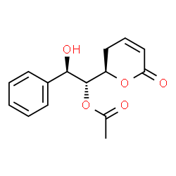 ChemSpider 2D Image | (1R,2R)-2-Hydroxy-1-[(2R)-6-oxo-3,6-dihydro-2H-pyran-2-yl]-2-phenylethyl acetate | C15H16O5