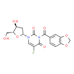ChemSpider 2D Image | 3-(1,3-Benzodioxol-5-ylcarbonyl)-2'-deoxy-5-fluorouridine | C17H15FN2O8