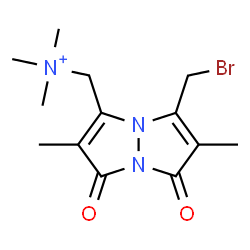 ChemSpider 2D Image | 1H,7H-Pyrazolo(1,2-a)pyrazole-3-methanaminium, 5-(bromomethyl)-N,N,N,2,6-pentamethyl-1,7-dioxo- | C13H19BrN3O2