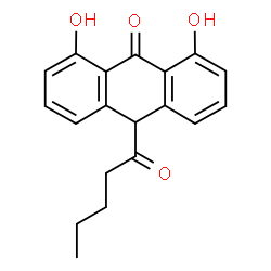 ChemSpider 2D Image | 1,8-Dihydroxy-10-pentanoyl-9(10H)-anthracenone | C19H18O4