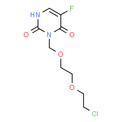 ChemSpider 2D Image | 3-{[2-(2-Chloroethoxy)ethoxy]methyl}-5-fluoro-2,4(1H,3H)-pyrimidinedione | C9H12ClFN2O4