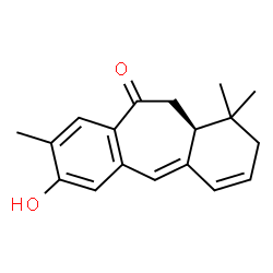 ChemSpider 2D Image | (11aS)-7-Hydroxy-1,1,8-trimethyl-1,2,11,11a-tetrahydro-10H-dibenzo[a,d][7]annulen-10-one | C18H20O2