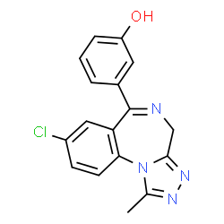 ChemSpider 2D Image | 3-(8-Chloro-1-methyl-4H-(1,2,4)triazolo(4,3-a)(1,4)benzodiazepin-6-yl)phenol | C17H13ClN4O