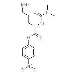 ChemSpider 2D Image | 4-Nitrophenyl 1-(3-aminopropyl)-2-(dimethylcarbamoyl)hydrazinecarboxylate | C13H19N5O5