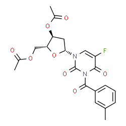 ChemSpider 2D Image | 3',5'-Di-O-acetyl-2'-deoxy-5-fluoro-3-(3-methylbenzoyl)uridine | C21H21FN2O8