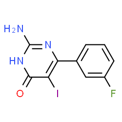 ChemSpider 2D Image | 2-Amino-6-(3-fluorophenyl)-5-iodo-4(1H)-pyrimidinone | C10H7FIN3O