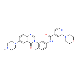 ChemSpider 2D Image | N-{4-Methyl-3-[6-(4-methyl-1-piperazinyl)-4-oxo-3(4H)-quinazolinyl]phenyl}-2-(4-morpholinyl)isonicotinamide | C30H33N7O3