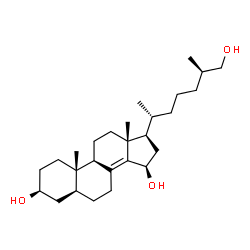 ChemSpider 2D Image | (3beta,5alpha,15beta,25R)-Cholest-8(14)-ene-3,15,26-triol | C27H46O3