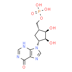 ChemSpider 2D Image | [(1R,2R,3S,4R)-2,3-Dihydroxy-4-(6-oxo-3,6-dihydro-9H-purin-9-yl)cyclopentyl]methyl dihydrogen phosphate | C11H15N4O7P