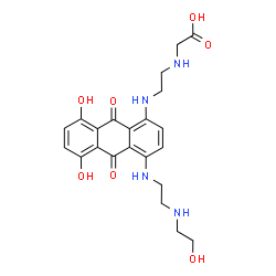 ChemSpider 2D Image | N-(2-{[5,8-Dihydroxy-4-({2-[(2-hydroxyethyl)amino]ethyl}amino)-9,10-dioxo-9,10-dihydro-1-anthracenyl]amino}ethyl)glycine | C22H26N4O7