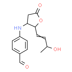 ChemSpider 2D Image | 5-(3-Hydroxy-1-butenyl)-4-[(4-formylphenyl)amino]tetrahydro-2-furanone | C15H17NO4
