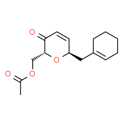 ChemSpider 2D Image | 2H-Pyran-3(6H)-one, 2-((acetyloxy)methyl)-6-(1-cyclohexen-1-ylmethyl)-, trans- | C15H20O4