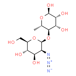 ChemSpider 2D Image | 4-O-(2-Azido-2-deoxy-beta-D-mannopyranosyl)-6-deoxy-alpha-L-mannopyranose | C12H21N3O9