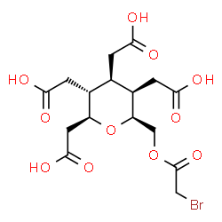 ChemSpider 2D Image | 2,2',2'',2'''-{(2S,3R,4R,5R,6S)-6-[(2-Bromoacetoxy)methyl]tetrahydro-2H-pyran-2,3,4,5-tetrayl}tetraacetic acid | C16H21BrO11