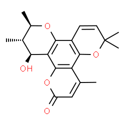 ChemSpider 2D Image | (10R,11S,12S)-12-Hydroxy-4,6,6,10,11-pentamethyl-11,12-dihydro-2H,6H,10H-dipyrano[2,3-f:2',3'-h]chromen-2-one | C20H22O5