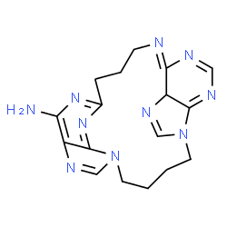 ChemSpider 2D Image | 1,6,8,11,13,15,20,23,26-Nonaazapentacyclo[17.5.2.0~6,10~.0~9,14~.0~22,25~]hexacosa-7,10,12,14,19,21,23,25-octaen-21-amine | C17H20N10