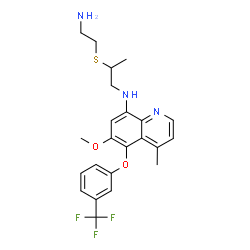 ChemSpider 2D Image | 8-quinolinamine, n-(2-((2-aminoethyl)thio)propyl)-6-methoxy-4-methyl-5-(3-(trifluoromethyl)phenoxy)- | C23H26F3N3O2S