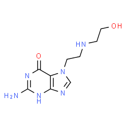 ChemSpider 2D Image | 2-Amino-7-{2-[(2-hydroxyethyl)amino]ethyl}-3,7-dihydro-6H-purin-6-one | C9H14N6O2