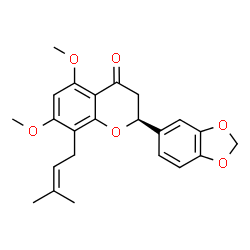 ChemSpider 2D Image | (2S)-2-(1,3-Benzodioxol-5-yl)-5,7-dimethoxy-8-(3-methyl-2-buten-1-yl)-2,3-dihydro-4H-chromen-4-one | C23H24O6