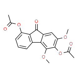 ChemSpider 2D Image | 1,6-Bis(acetyloxy)-5,7-dimethoxy-9H-fluoren-9-one | C19H16O7