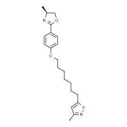ChemSpider 2D Image | Isoxazole, 5-(7-(4-(4,5-dihydro-4-methyl-2-oxazolyl)phenoxy)heptyl)-3-methyl-, (S)- | C21H28N2O3