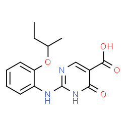 ChemSpider 2D Image | 2-[(2-sec-Butoxyphenyl)amino]-6-oxo-1,6-dihydro-5-pyrimidinecarboxylic acid | C15H17N3O4