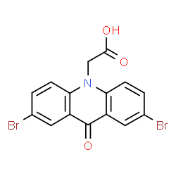ChemSpider 2D Image | (2,7-Dibromo-9-oxo-10(9H)-acridinyl)acetic acid | C15H9Br2NO3