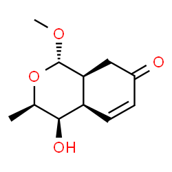 ChemSpider 2D Image | (1S,3R,4R,4aR,8aS)-4-Hydroxy-1-methoxy-3-methyl-4,4a,8,8a-tetrahydro-1H-isochromen-7(3H)-one | C11H16O4
