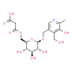 ChemSpider 2D Image | [5-Hydroxy-4-(hydroxymethyl)-6-methyl-3-pyridinyl]methyl 6-O-(carboxyacetyl)-beta-D-glucopyranoside | C17H23NO11