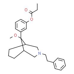 ChemSpider 2D Image | 3-[9-Methoxy-3-(2-phenylethyl)-3-azabicyclo[3.3.1]non-9-yl]phenyl propionate | C26H33NO3