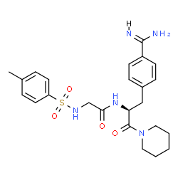 ChemSpider 2D Image | 1-{N-[(4-Methylphenyl)sulfonyl]glycyl-4-carbamimidoyl-L-phenylalanyl}piperidine | C24H31N5O4S