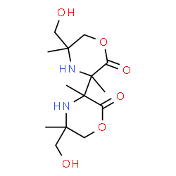 ChemSpider 2D Image | 5,5'-Bis(hydroxymethyl)-3,3',5,5'-tetramethyl-3,3'-bimorpholine-2,2'-dione | C14H24N2O6