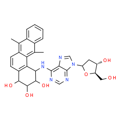ChemSpider 2D Image | 9-(2-Deoxy-D-erythro-pentofuranosyl)-N-(2,3,4-trihydroxy-7,12-dimethyl-1,2,3,4-tetrahydro-1-tetraphenyl)-9H-purin-6-amine | C30H31N5O6