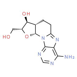 ChemSpider 2D Image | (2R,3S,3aS,11aR)-7-Amino-2-(hydroxymethyl)-2,3,3a,4,5,11a-hexahydrofuro[3',2':5,6]pyrido[1,2-e]purin-3-ol | C12H15N5O3