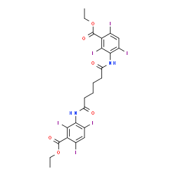 ChemSpider 2D Image | Diethyl 3,3'-[(1,6-dioxo-1,6-hexanediyl)diimino]bis(2,4,6-triiodobenzoate) | C24H22I6N2O6
