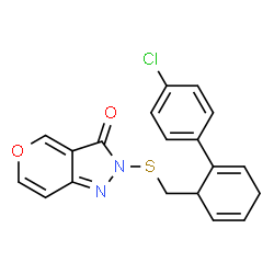 ChemSpider 2D Image | 2-({[2-(4-Chlorophenyl)-2,5-cyclohexadien-1-yl]methyl}sulfanyl)pyrano[4,3-c]pyrazol-3(2H)-one | C19H15ClN2O2S