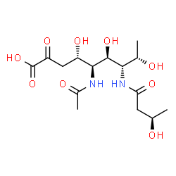 ChemSpider 2D Image | (4S,5S,6S,7S,8S)-5-Acetamido-4,6,8-trihydroxy-7-{[(3R)-3-hydroxybutanoyl]amino}-2-oxononanoic acid | C15H26N2O9
