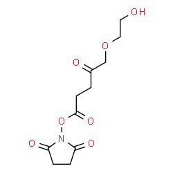 ChemSpider 2D Image | 1-{[5-(2-Hydroxyethoxy)-4-oxopentanoyl]oxy}-2,5-pyrrolidinedione | C11H15NO7