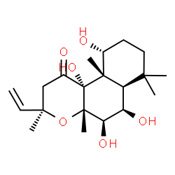 ChemSpider 2D Image | (3R,4aS,5R,6R,6aR,10R,10aS,10bR)-5,6,10,10b-Tetrahydroxy-3,4a,7,7,10a-pentamethyl-3-vinyldodecahydro-1H-benzo[f]chromen-1-one | C20H32O6