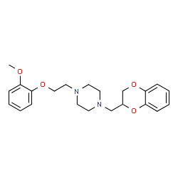 ChemSpider 2D Image | 1-(2,3-Dihydro-1,4-benzodioxin-2-ylmethyl)-4-[2-(2-methoxyphenoxy)ethyl]piperazine | C22H28N2O4